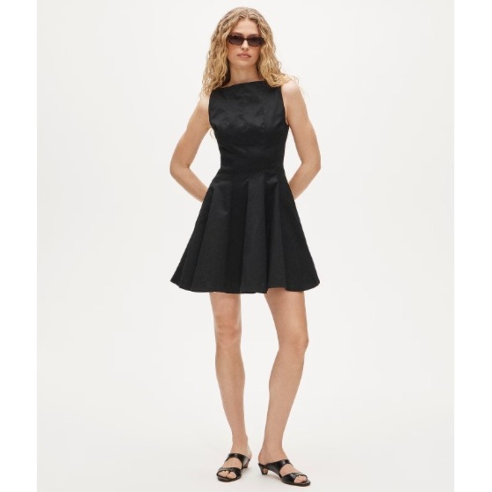J. Crew Fit Flare Pleated Dress 14 Black Womens Mini Sleeveless CS969 NWT
